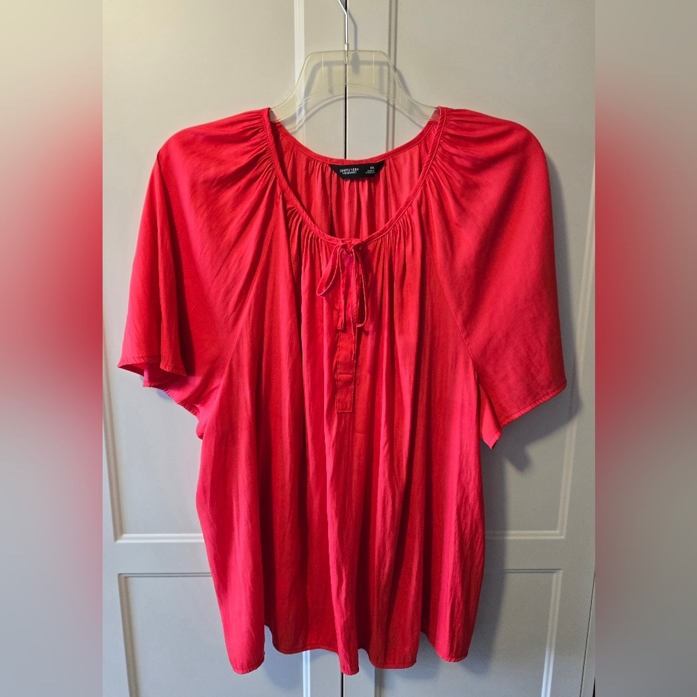 Simply Vera Vera Wang Vibrant Coral Red Blouse Sz 2X